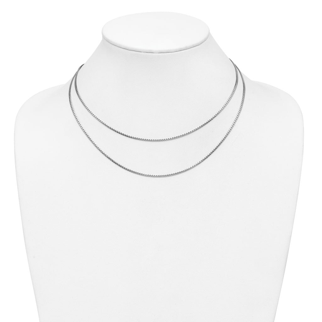 Sterling Silver RH-Plated Pol. Fancy 2-strand w/2in ext. Necklace