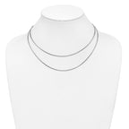 Sterling Silver RH-Plated Pol. Fancy 2-strand w/2in ext. Necklace