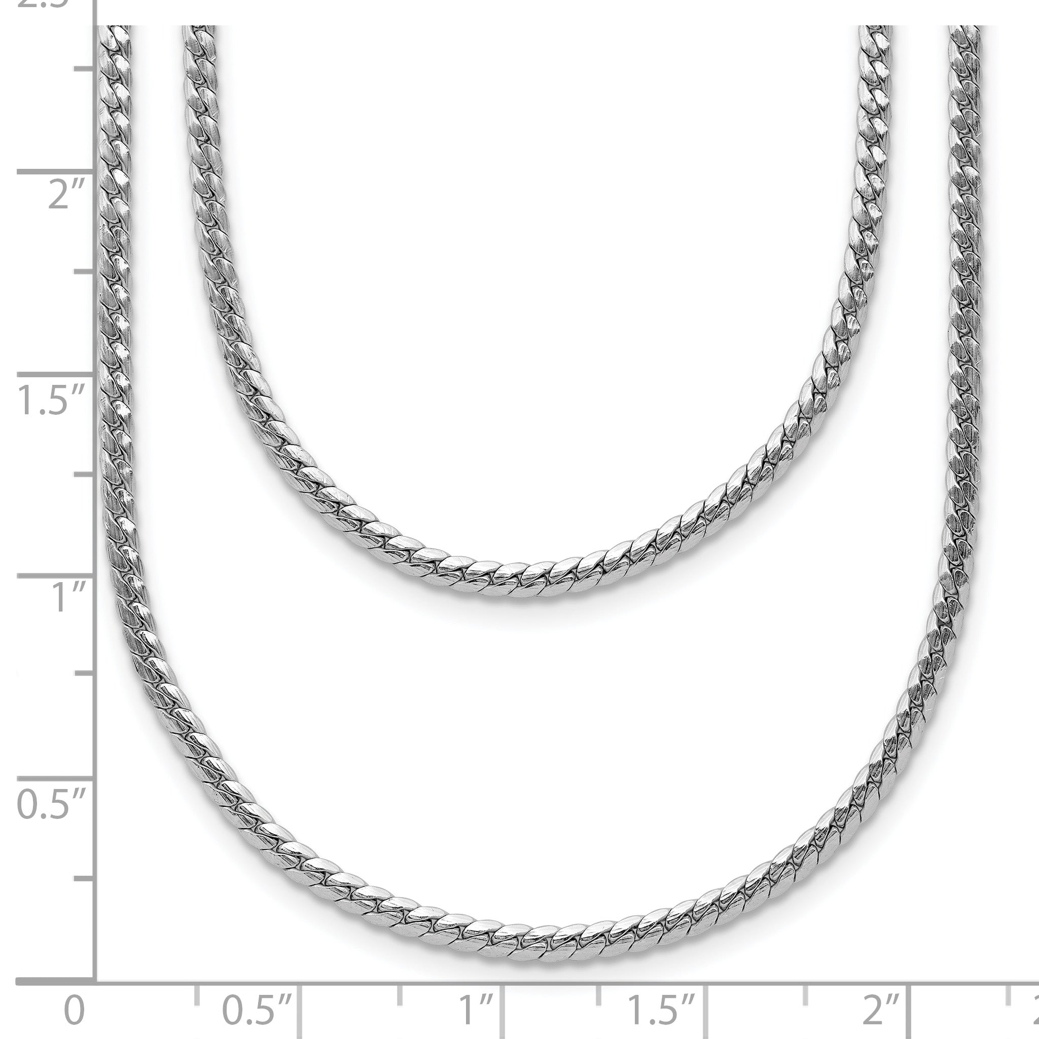 Sterling Silver RH-Plated Pol. Fancy 2-strand w/2in ext. Necklace