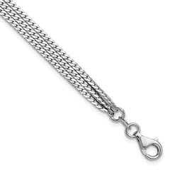 Sterling Silver RH-Plated Pol. Fancy 3-strand w/1in ext. Bracelet