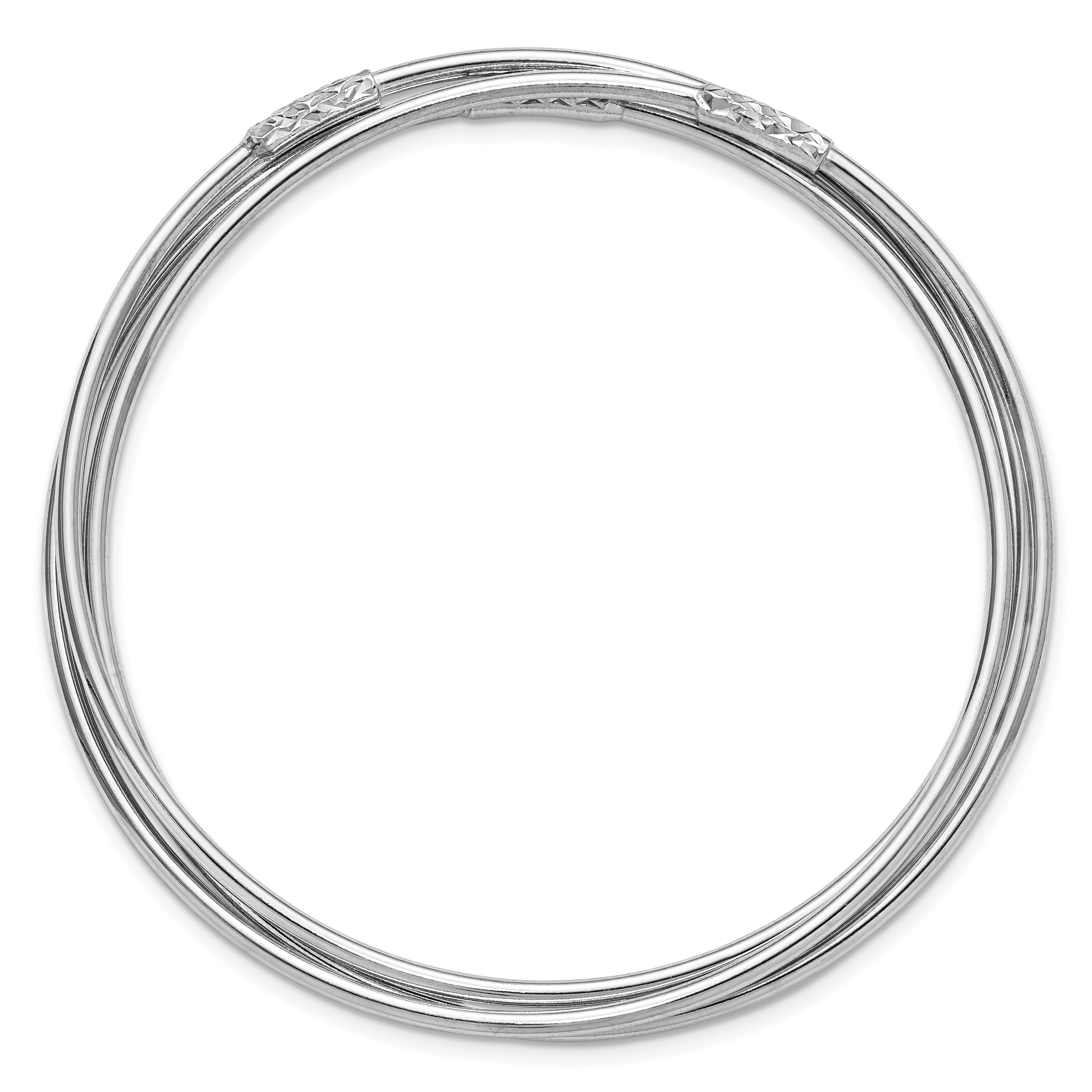 Sterling Silver RH-pl Pol / Dia-cut 3 Intertwined Slip-on Bangle