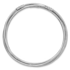 Sterling Silver RH-pl Pol / Dia-cut 3 Intertwined Slip-on Bangle