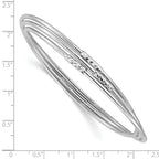 Sterling Silver RH-pl Pol / Dia-cut 3 Intertwined Slip-on Bangle