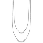 SS RH-plt Polish/Textured 2-strand Curved Bar w/2in ext. Necklace