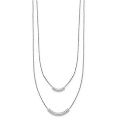 SS RH-plt Polish/Textured 2-strand Curved Bar w/2in ext. Necklace