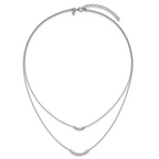 SS RH-plt Polish/Textured 2-strand Curved Bar w/2in ext. Necklace