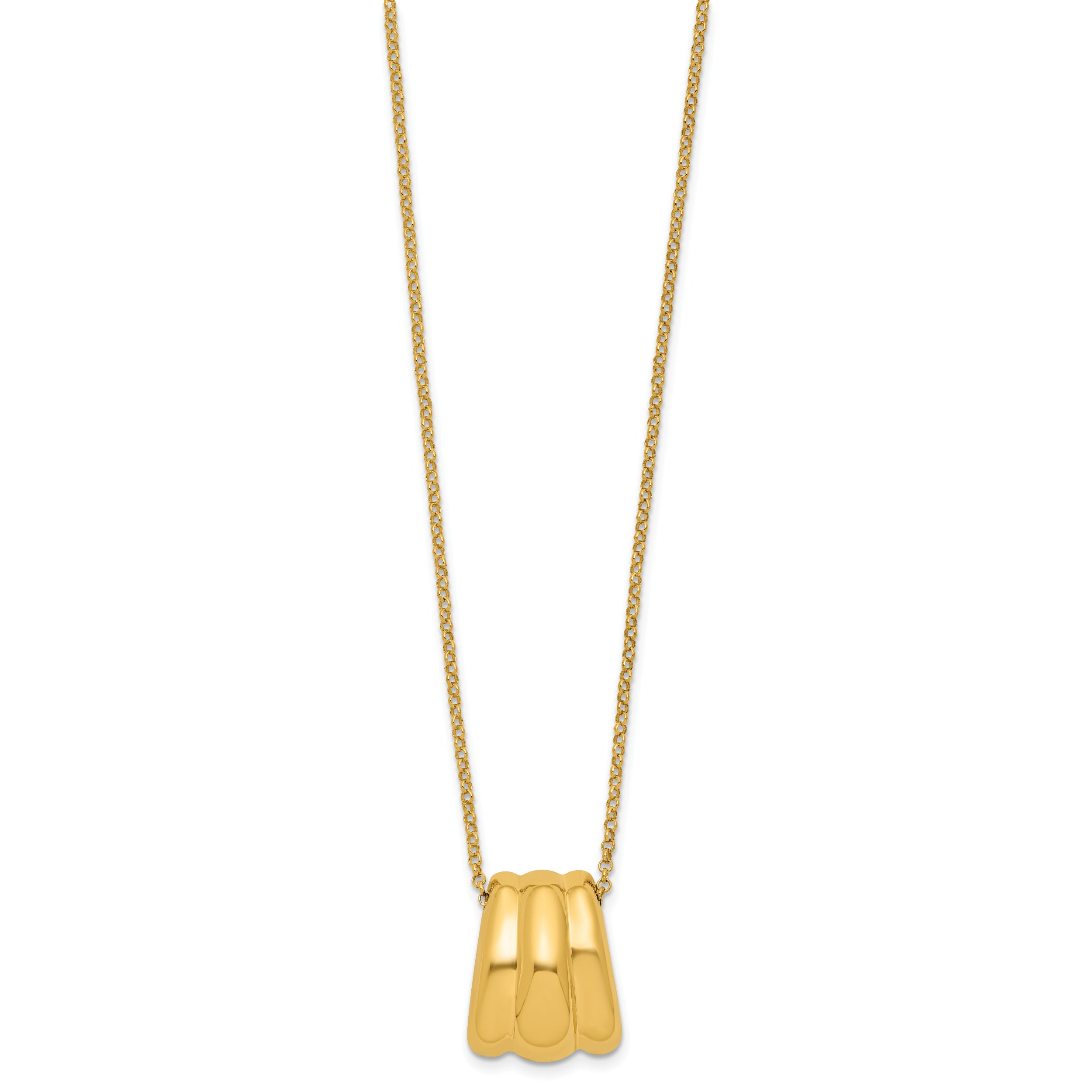 Sterling Silver Gold-tone Polished Fancy w/2in ext. Necklace
