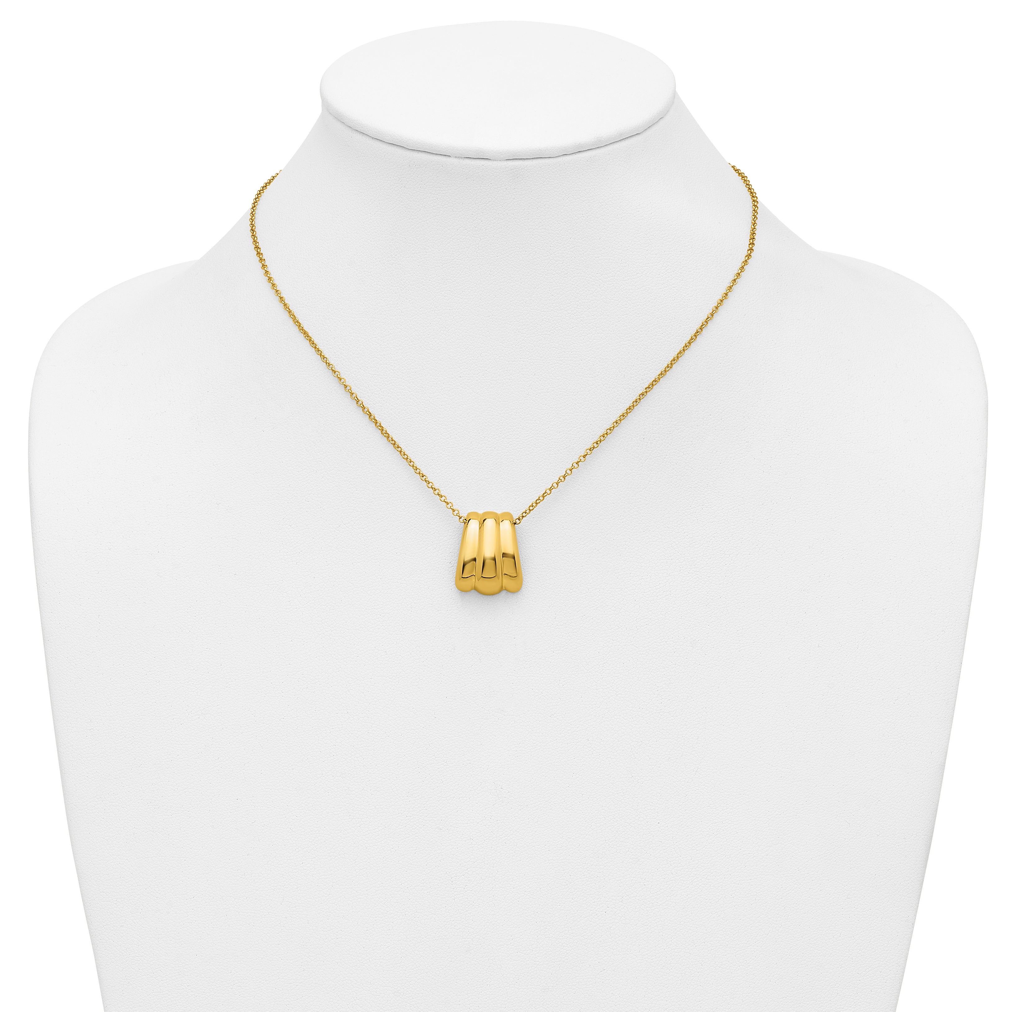 Sterling Silver Gold-tone Polished Fancy w/2in ext. Necklace