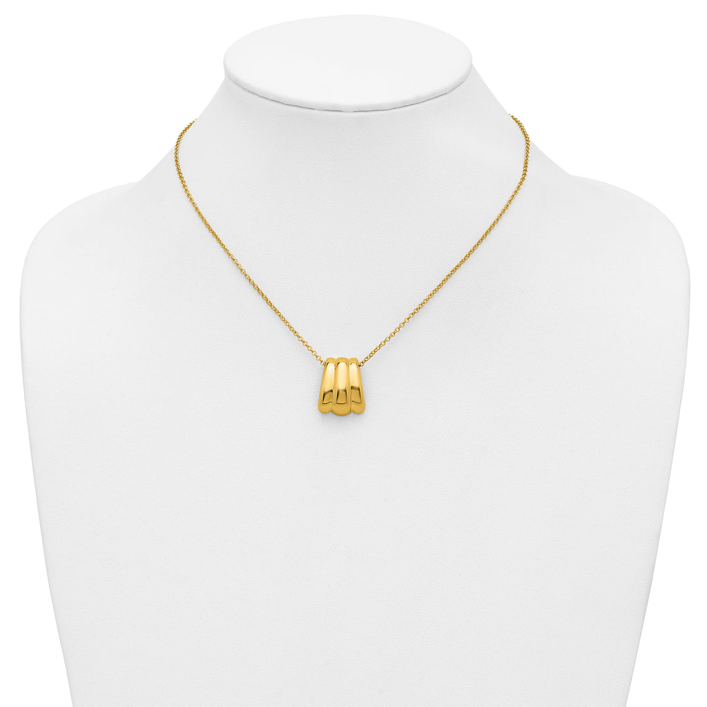 Sterling Silver Gold-tone Polished Fancy w/2in ext. Necklace