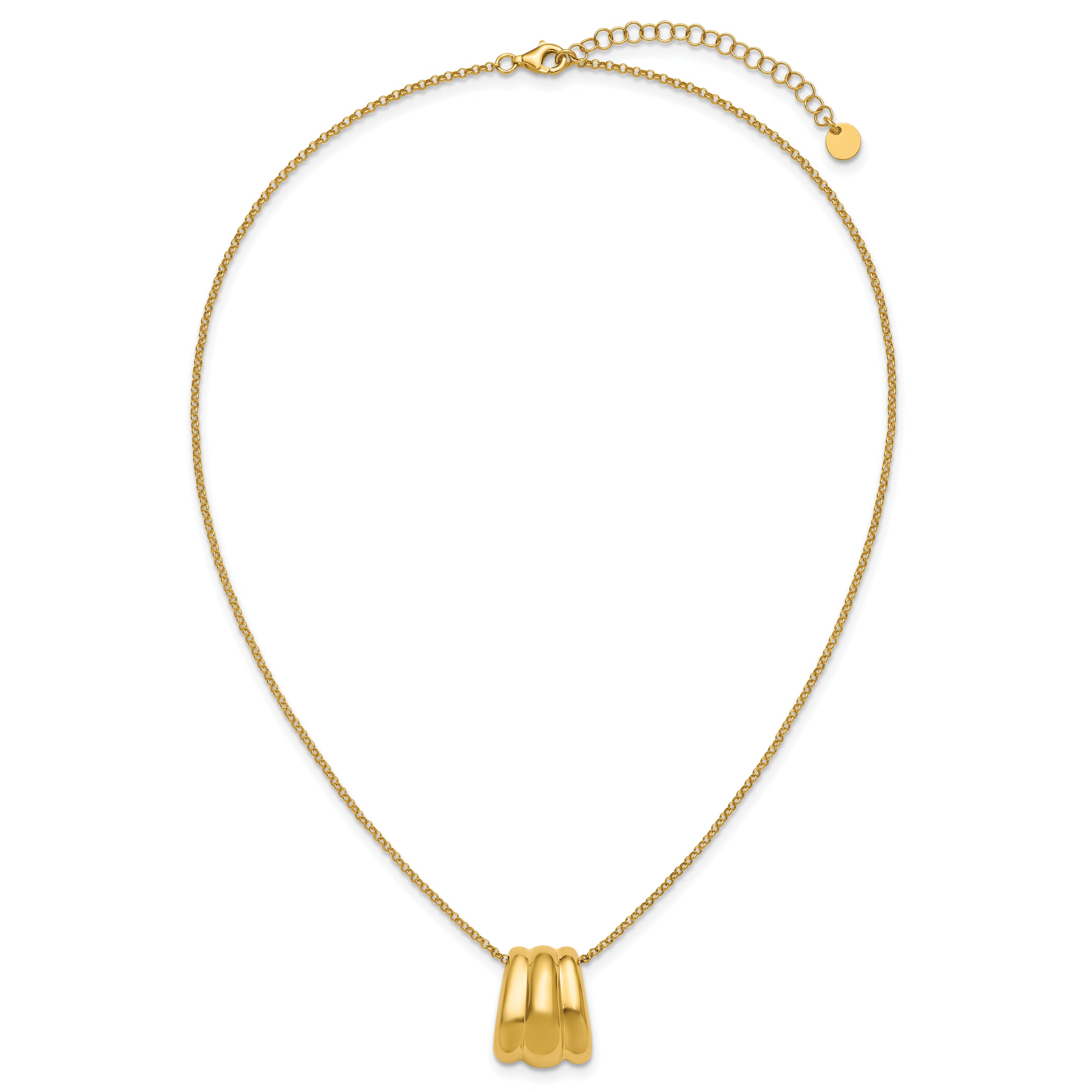 Sterling Silver Gold-tone Polished Fancy w/2in ext. Necklace