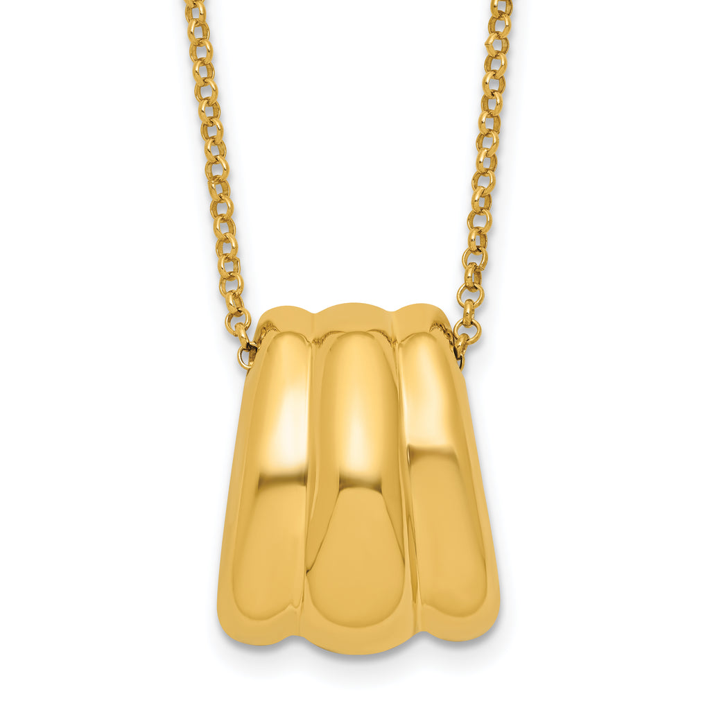 Sterling Silver Gold-tone Polished Fancy w/2in ext. Necklace