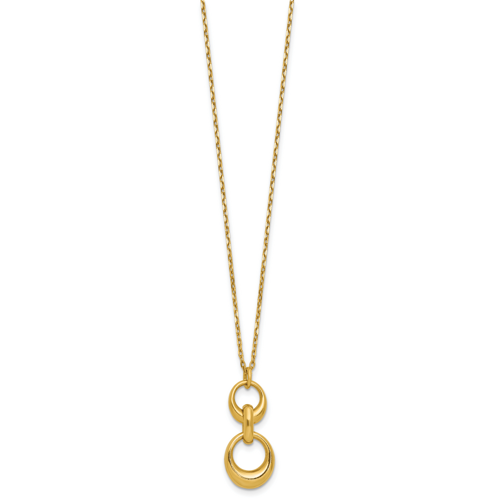Sterling Silver Gold-tone Polished Fancy w/1in ext. Necklace
