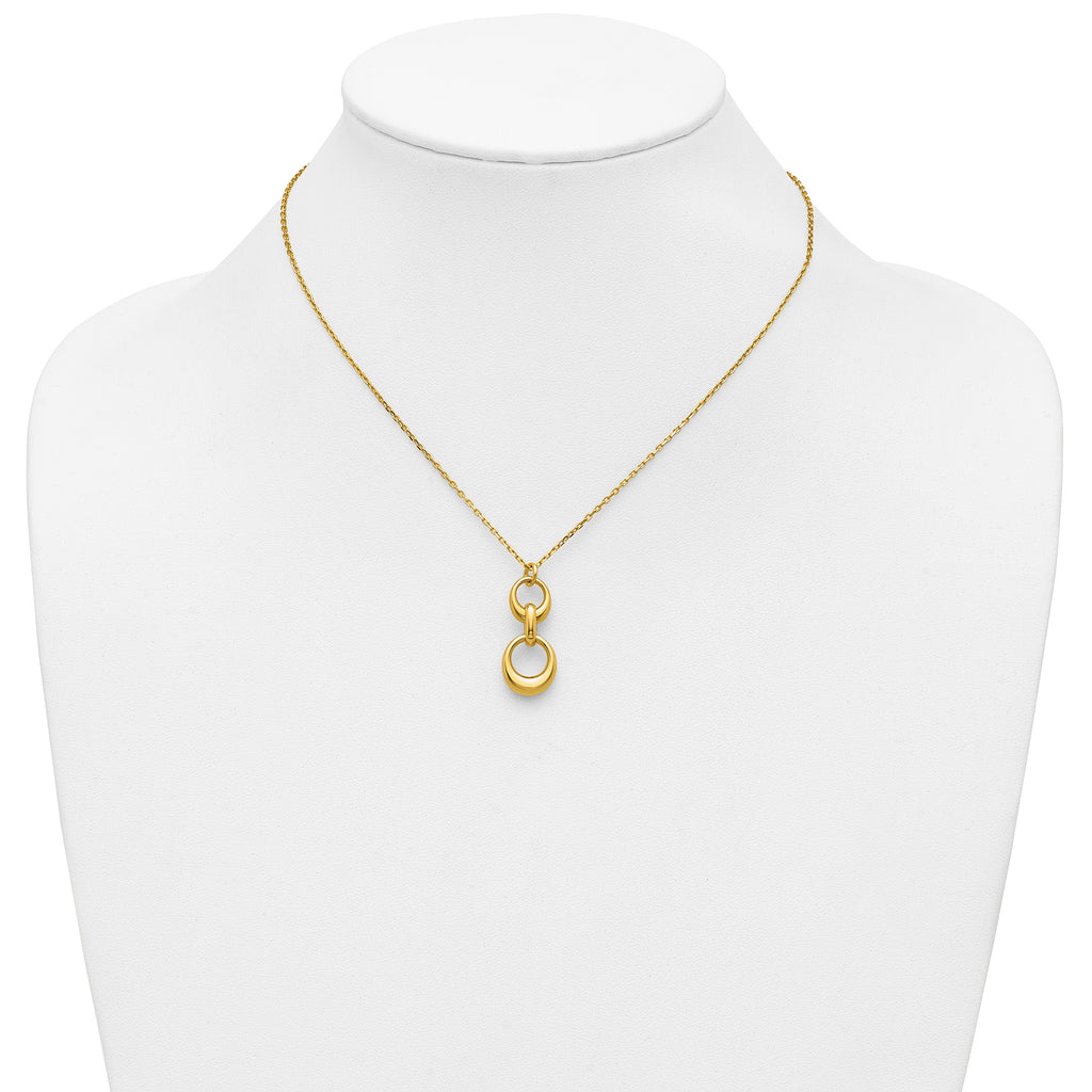 Sterling Silver Gold-tone Polished Fancy w/1in ext. Necklace