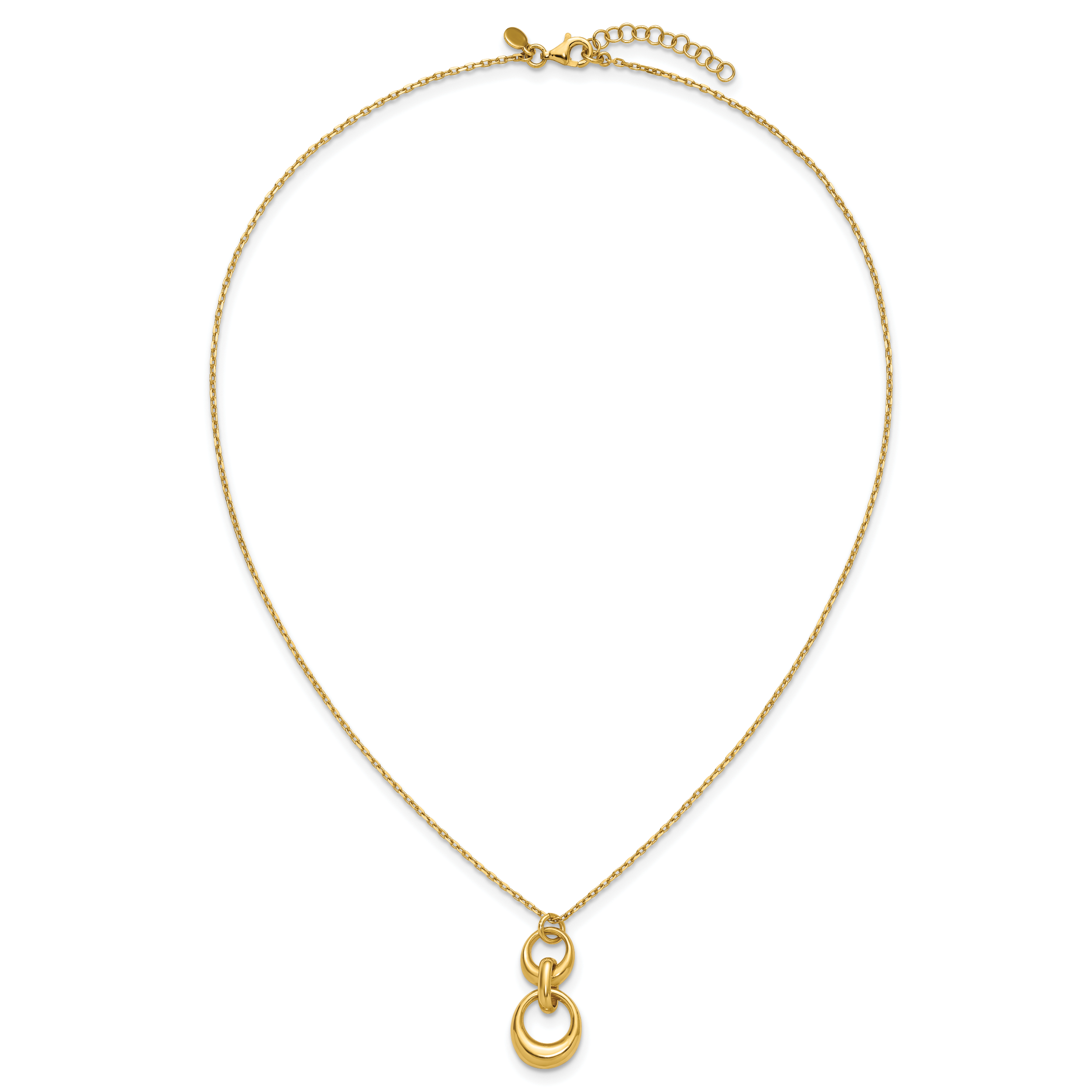 Sterling Silver Gold-tone Polished Fancy w/1in ext. Necklace