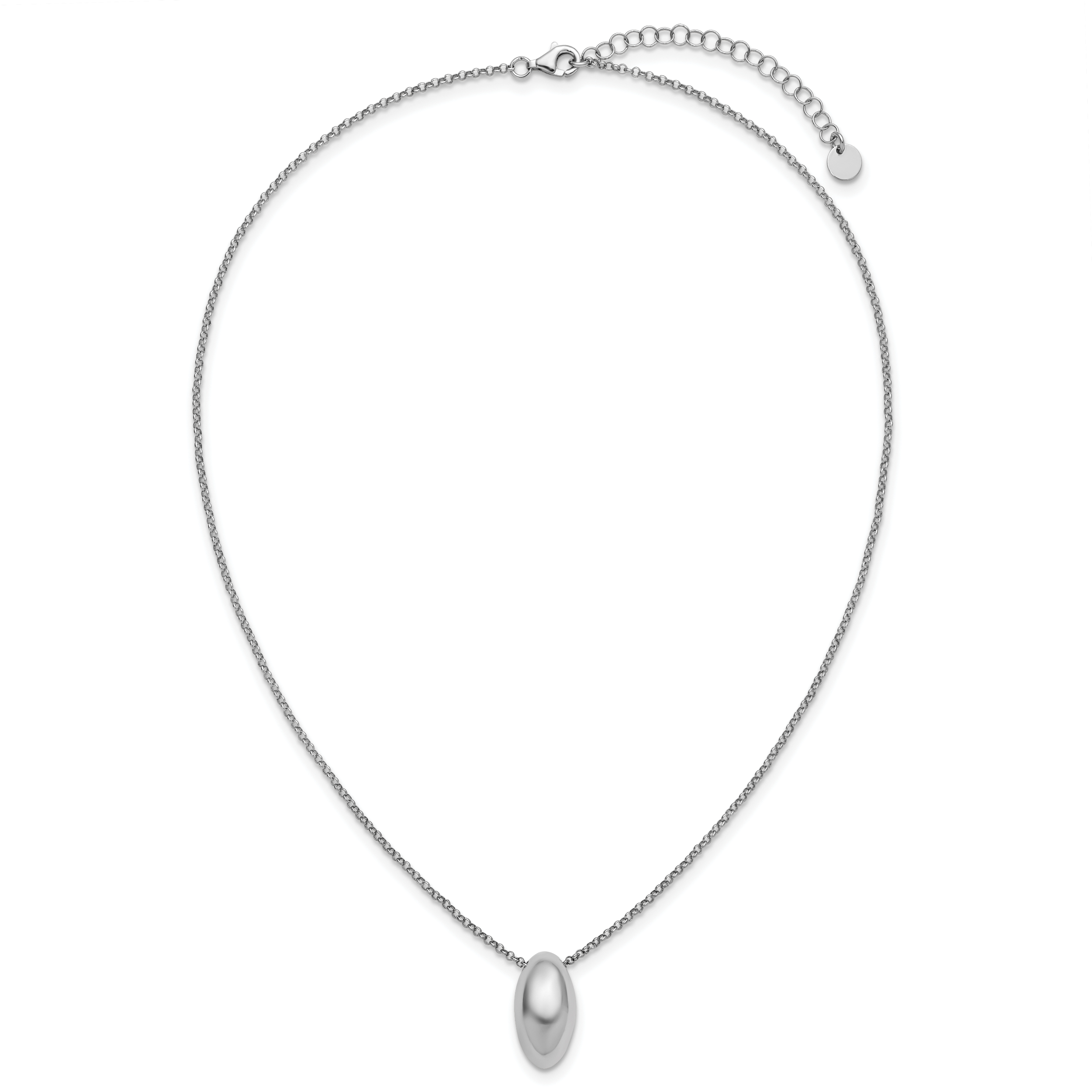 Sterling Silver RH-plated Polished Fancy w/2in ext. Necklace