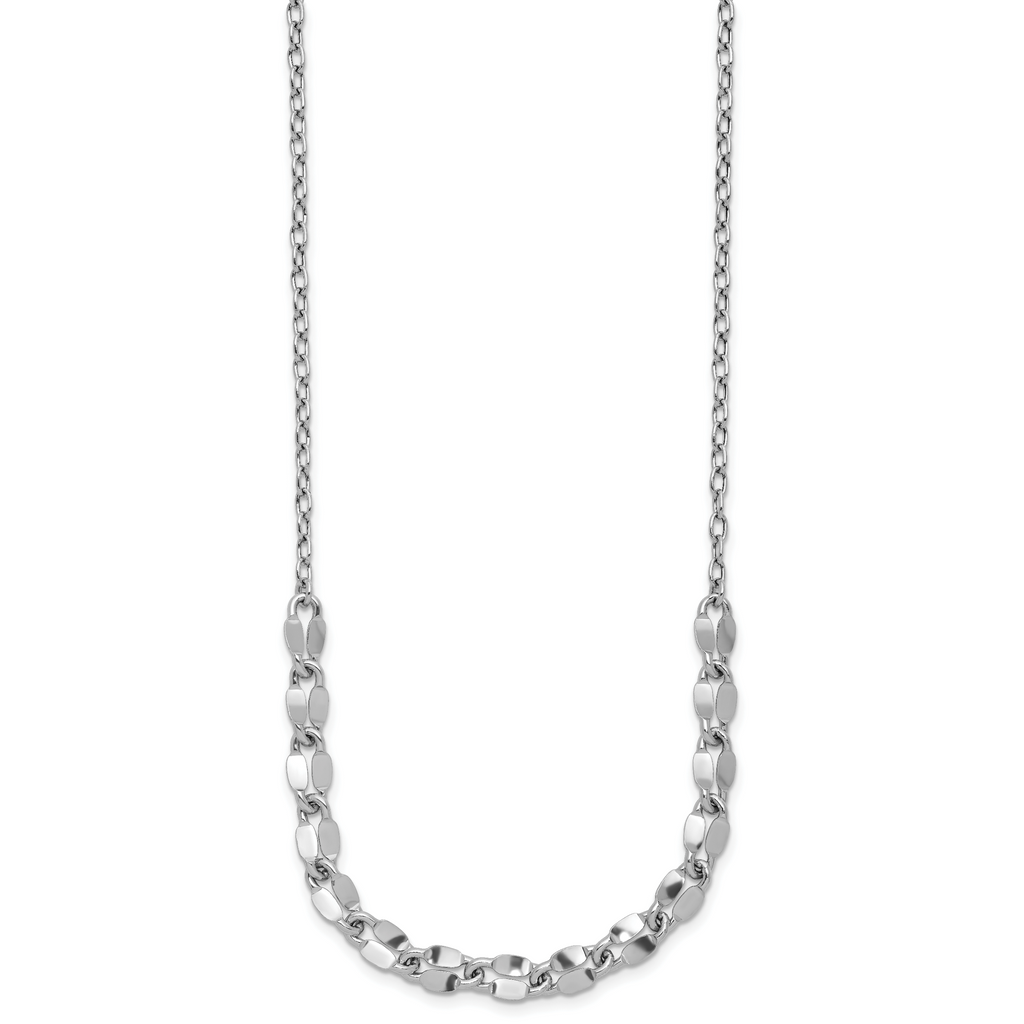 Sterling Silver RH-plated Pol. Fancy Link w/2in ext. Necklace