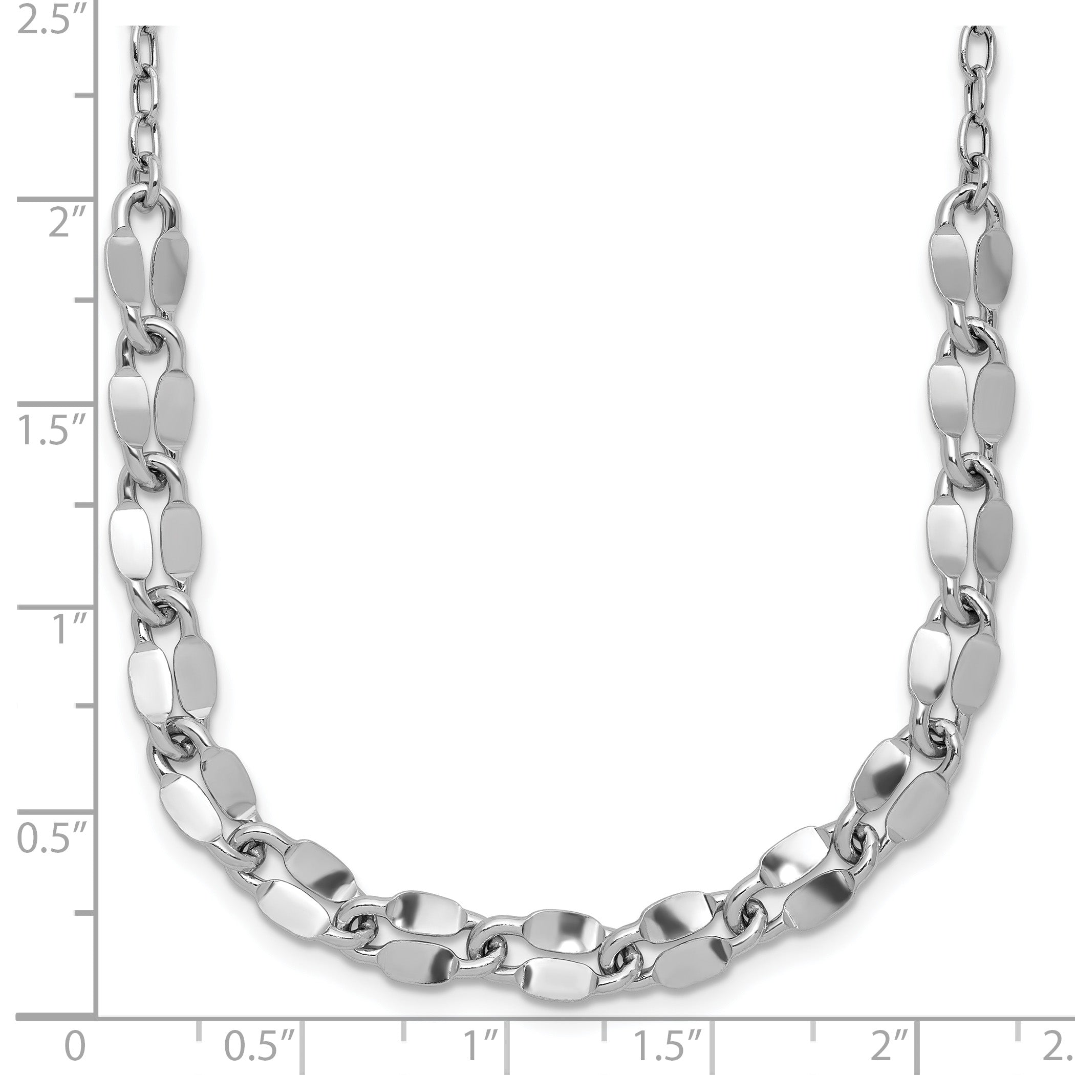 Sterling Silver RH-plated Pol. Fancy Link w/2in ext. Necklace