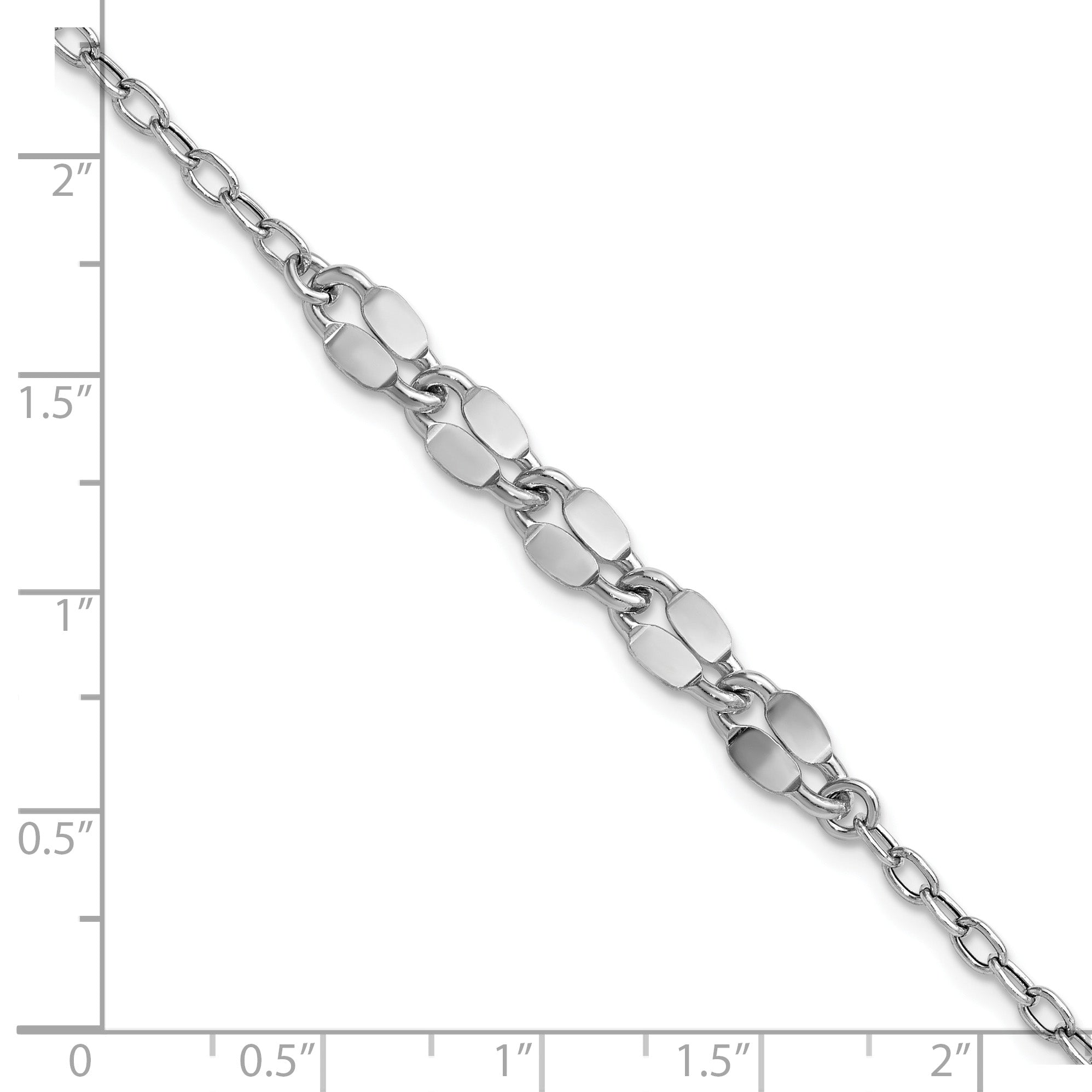 Sterling Silver RH-plated Pol. Fancy Link w/1in ext. Bracelet