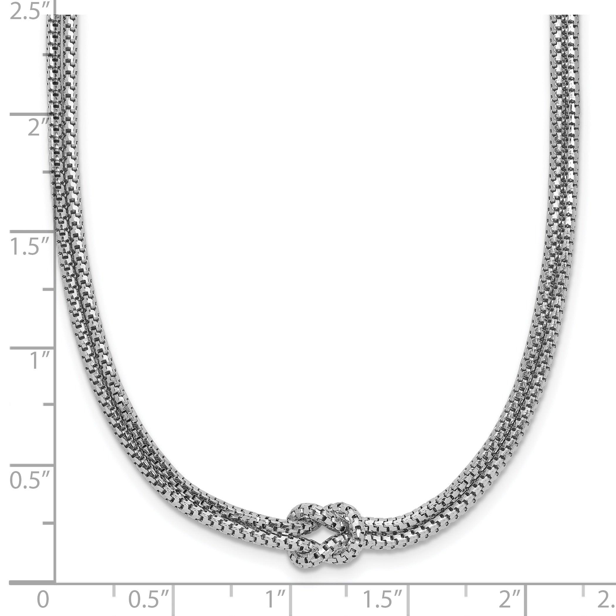 Sterling Silver RH-plat Pol. 2-Strand Knot w/2in ext. Necklace