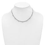 Sterling Silver RH-plt Pol. 2-strand Beaded w/2in ext. Necklace