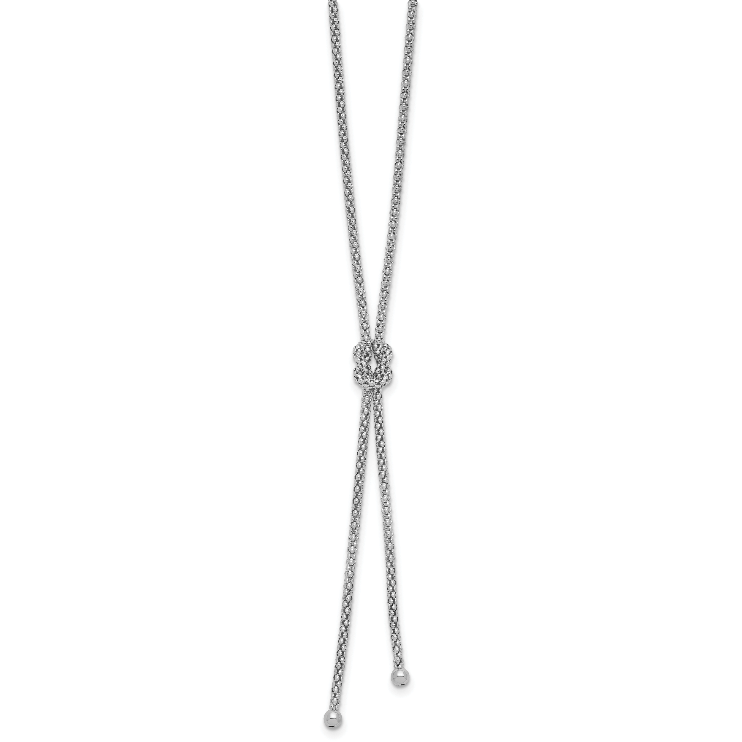 Sterling Silver RH-plated Pol. w/Knot Drop w/2in ext. Necklace Secondary image