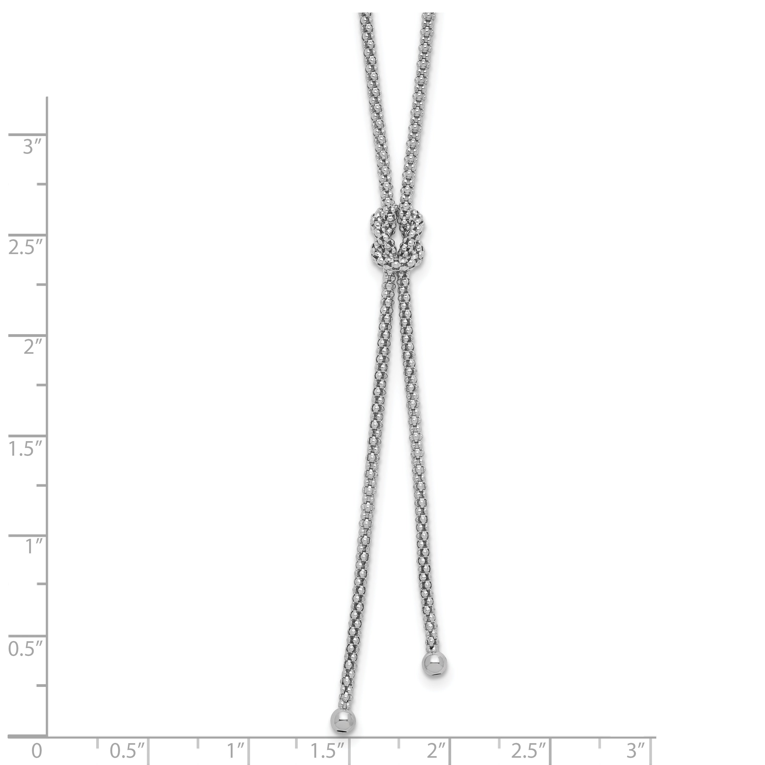Sterling Silver RH-plated Pol. w/Knot Drop w/2in ext. Necklace