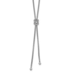 Sterling Silver RH-plated Pol. w/Knot Drop w/2in ext. Necklace