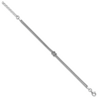 Sterling Silver RH-plt Pol. 2-strand Knot w/1in ext. Bracelet