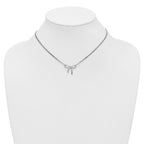 Sterling Silver RH-plated Polished Two-strand Bow w/2in ext. Neckl