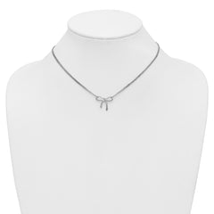 Sterling Silver RH-plated Polished Two-strand Bow w/2in ext. Neckl