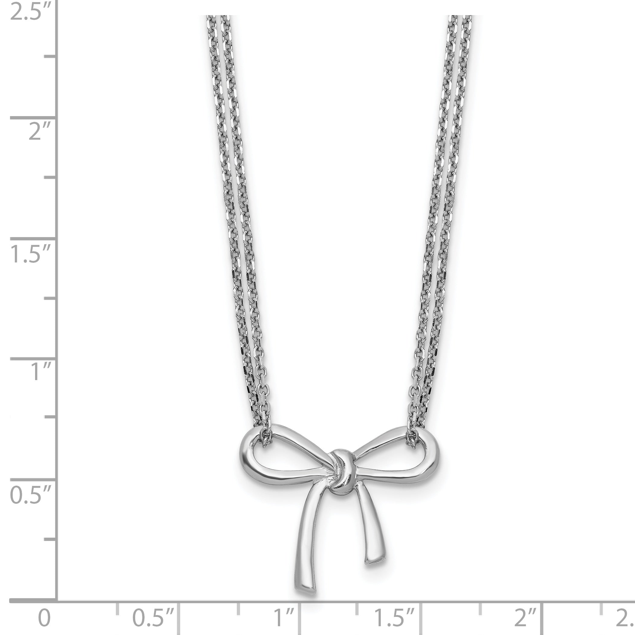 Sterling Silver RH-plated Polished Two-strand Bow w/2in ext. Neckl