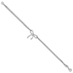 Sterling Silver RH-plated Polished Two-strand Bow Bracelet