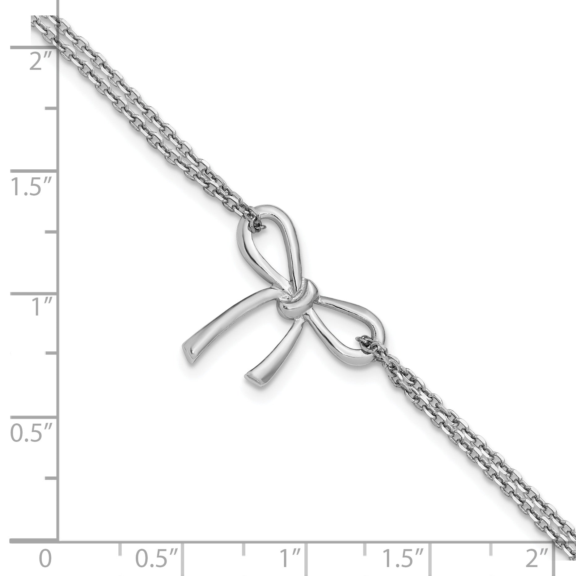 Sterling Silver RH-plated Polished Two-strand Bow Bracelet