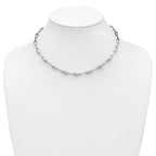 Sterling Silver RH-plat Polish Oval Beaded w/2in ext. Necklace