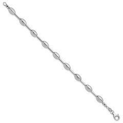 Sterling Silver RH-plated Polished Oval Beaded Bracelet