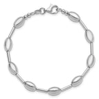 Sterling Silver RH-plated Polished Oval Beaded Bracelet