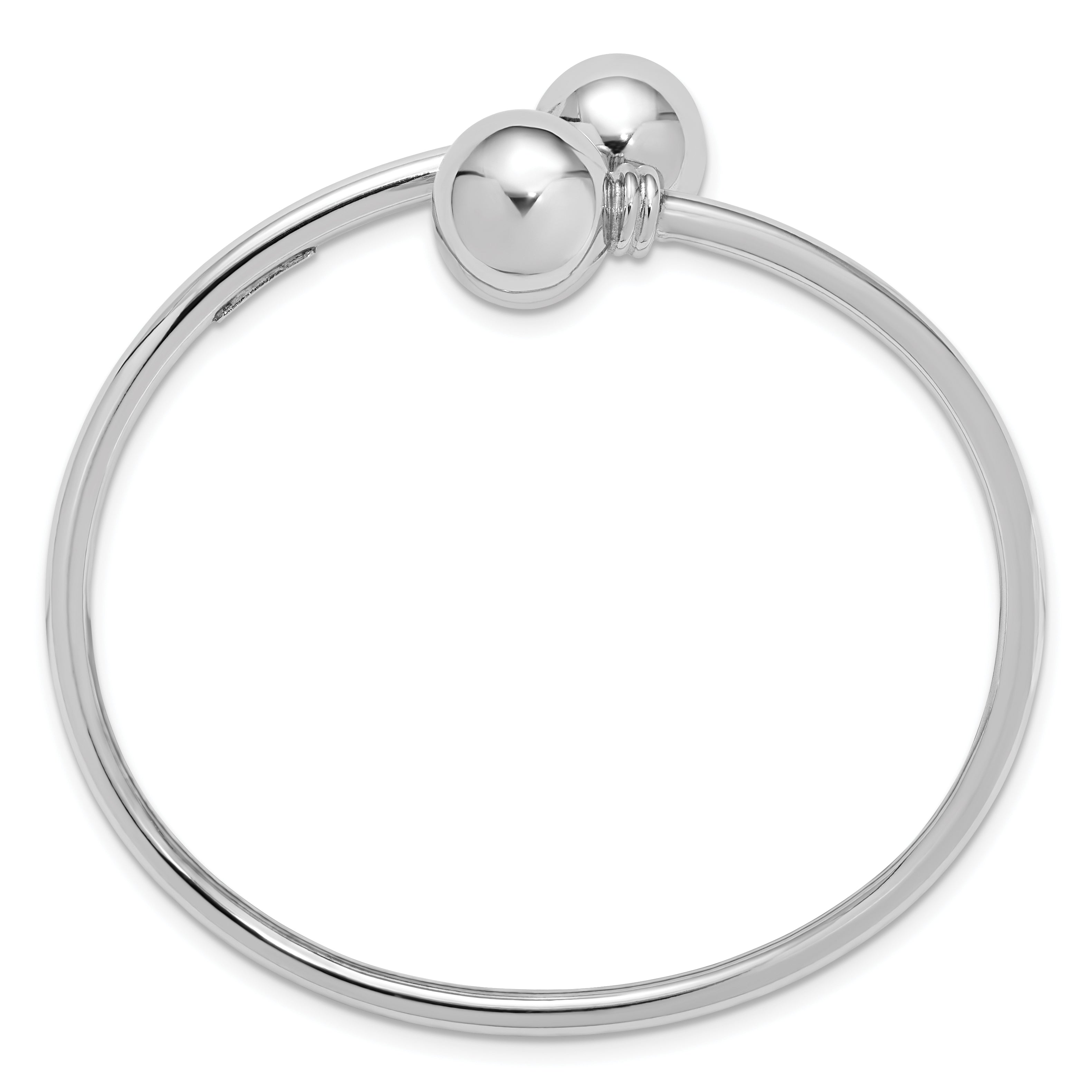Sterling Silver RH-plated Polished Ball Bypass Bangle Secondary image