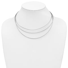 Sterling Silver RH-plated Polished 3-strand w/ 2in ext. Necklace