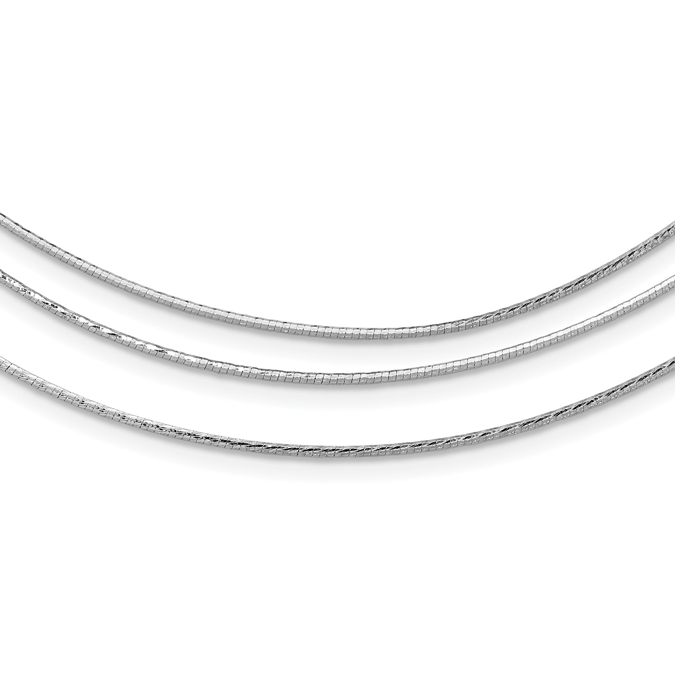 Sterling Silver RH-plated Polished 3-strand w/ 2in ext. Necklace Main image