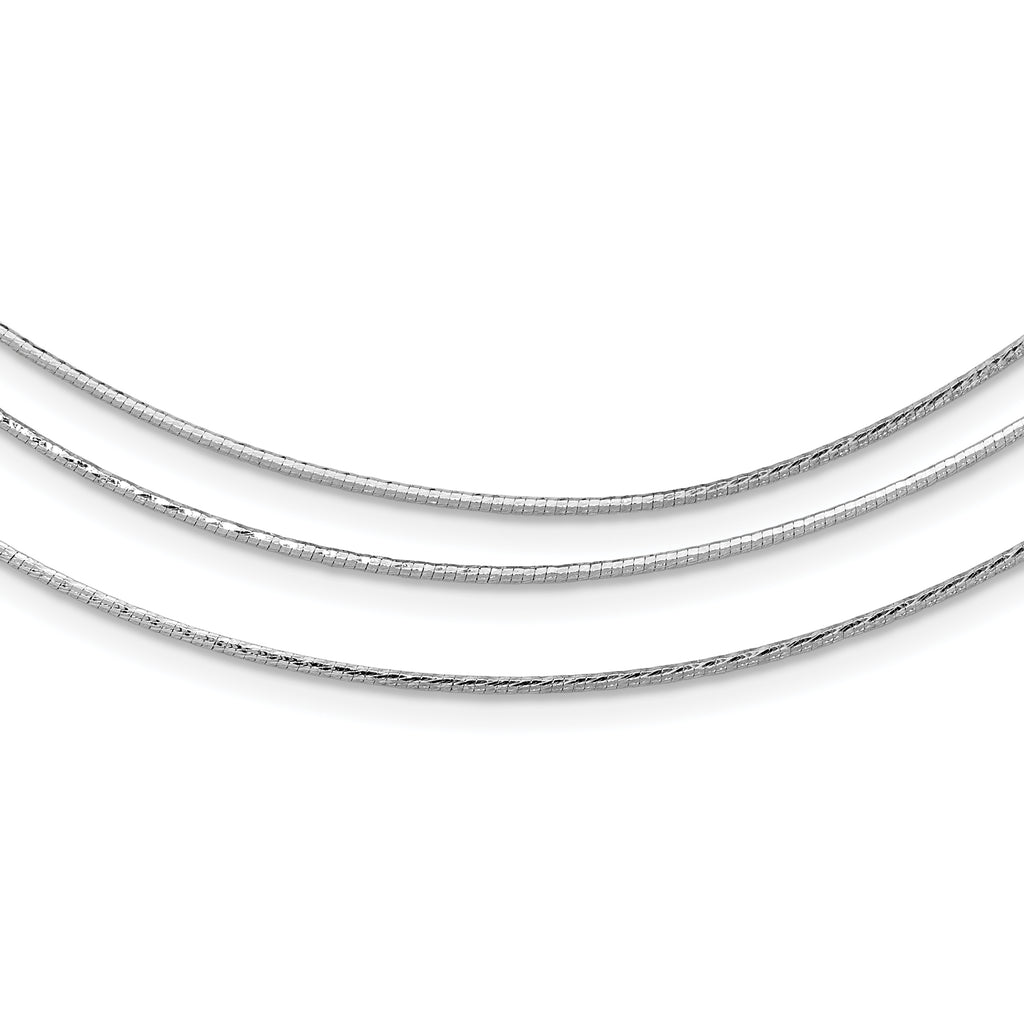 Sterling Silver RH-plated Polished 3-strand w/ 2in ext. Necklace
