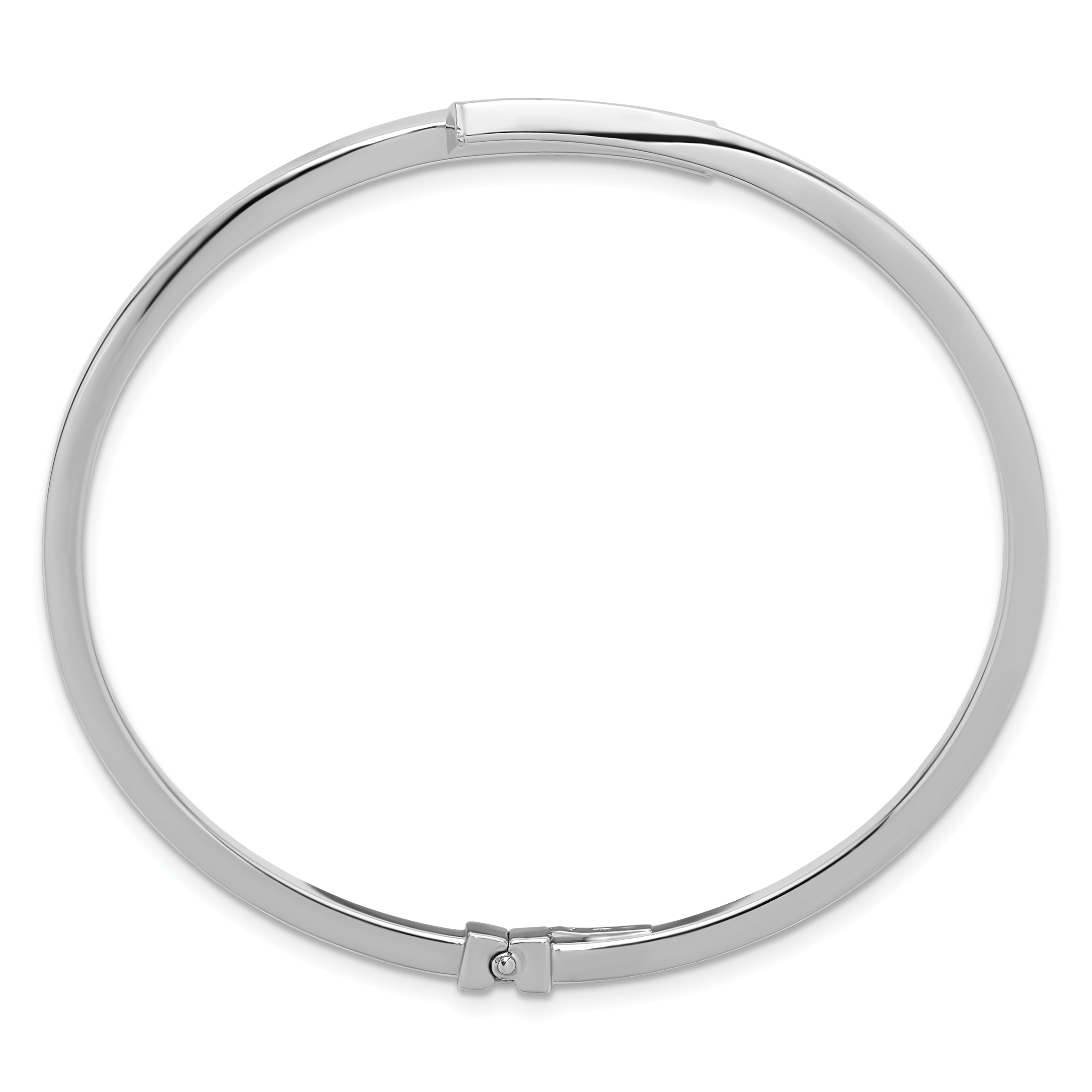 Sterling Silver RH-plated Polished Bypass Hinged Cuff Bangle Secondary image
