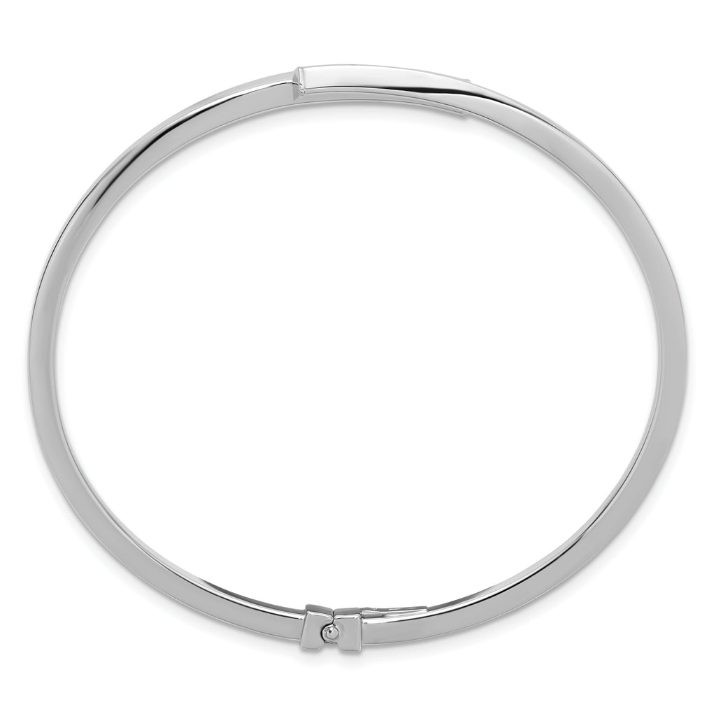 Sterling Silver RH-plated Polished Bypass Hinged Cuff Bangle