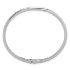 Sterling Silver RH-plated Polished Bypass Hinged Cuff Bangle