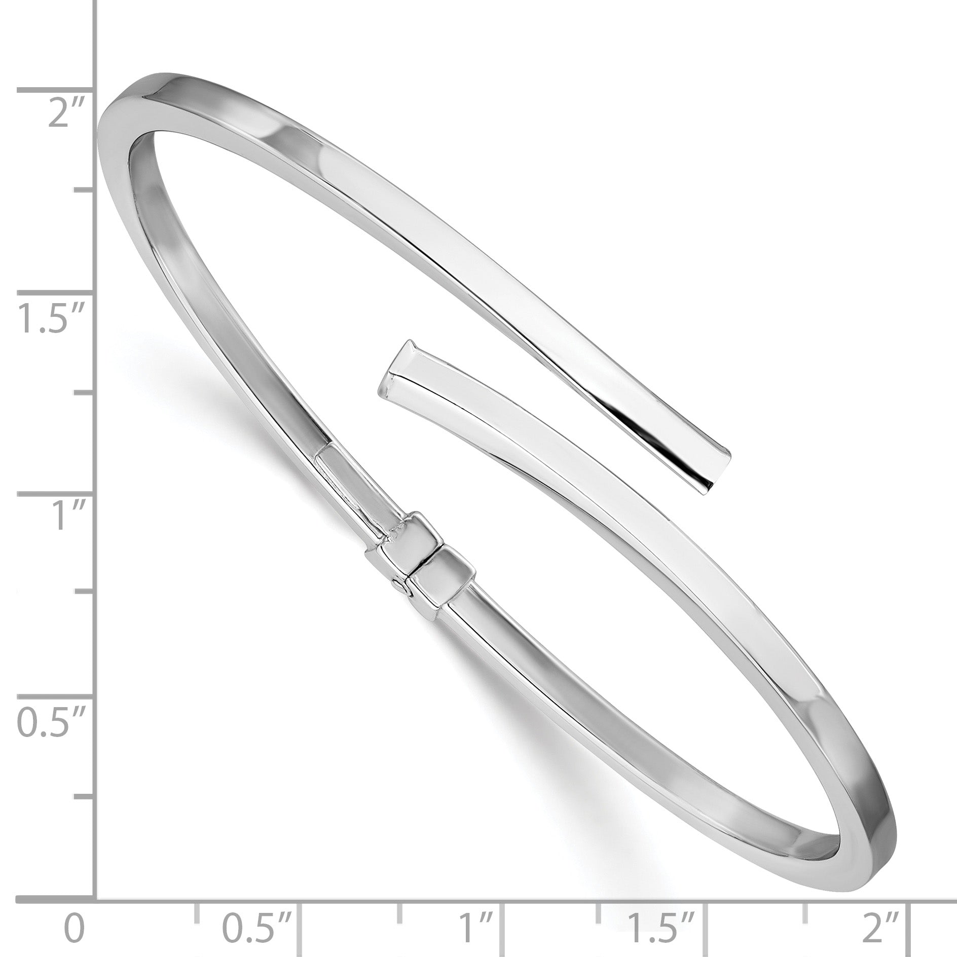 Sterling Silver RH-plated Polished Bypass Hinged Cuff Bangle