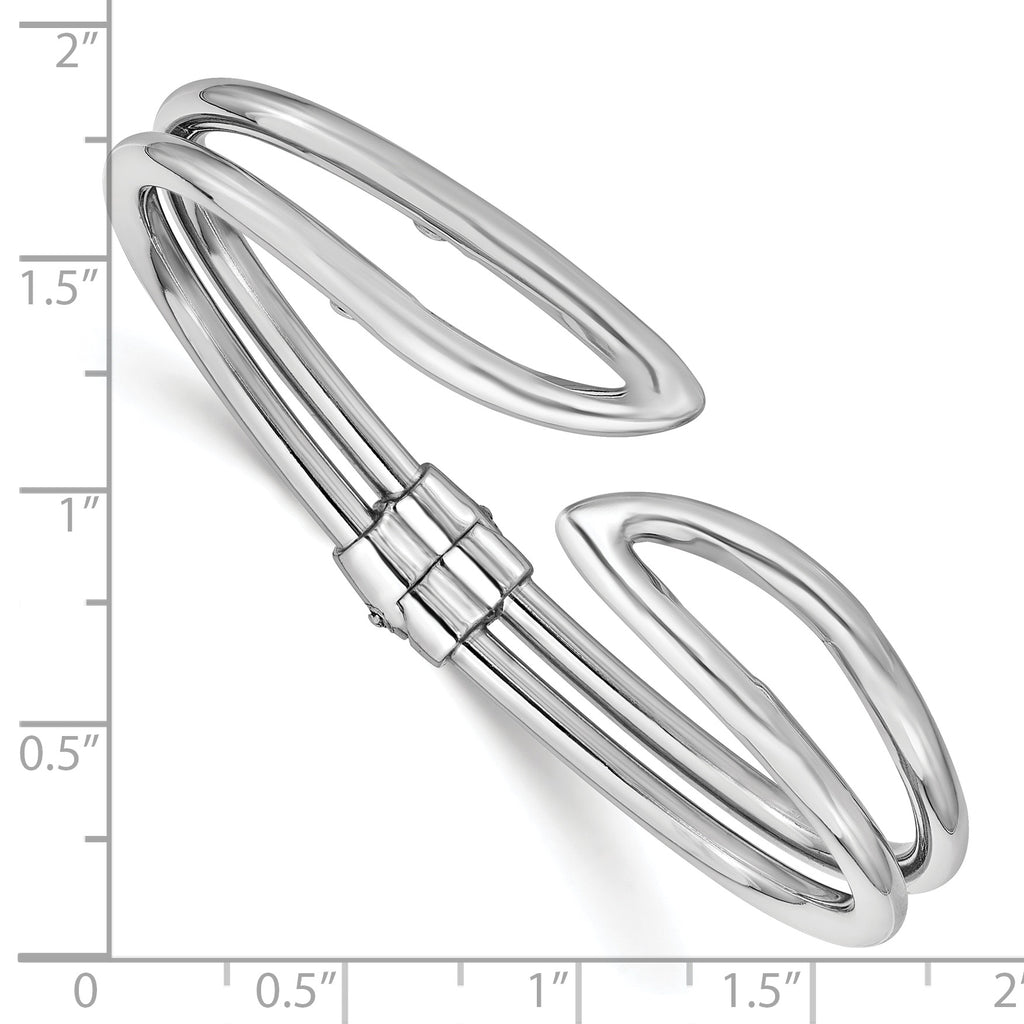 Sterling Silver RH-plated Polished Hinged Bangle