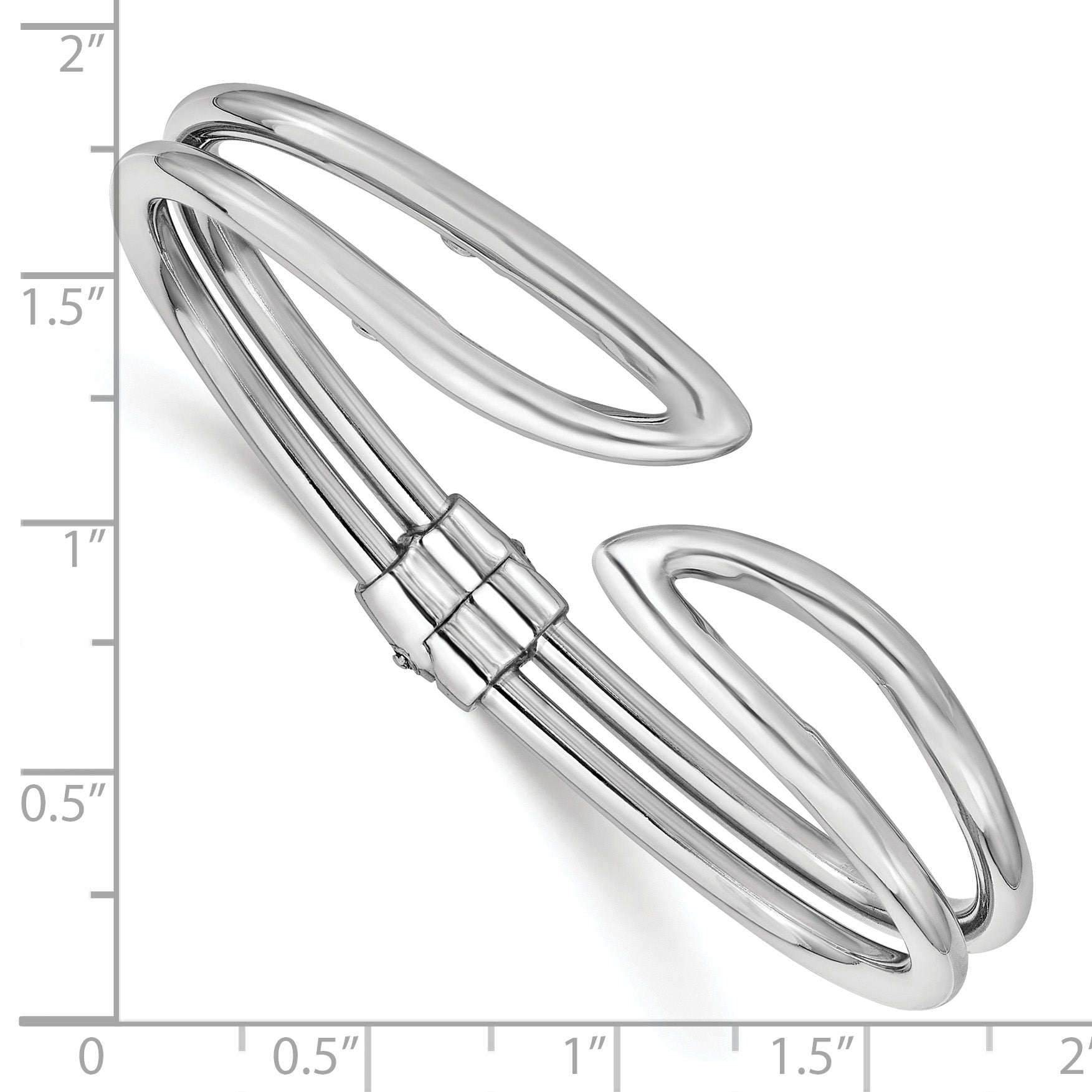 Sterling Silver RH-plated Polished Hinged Bangle