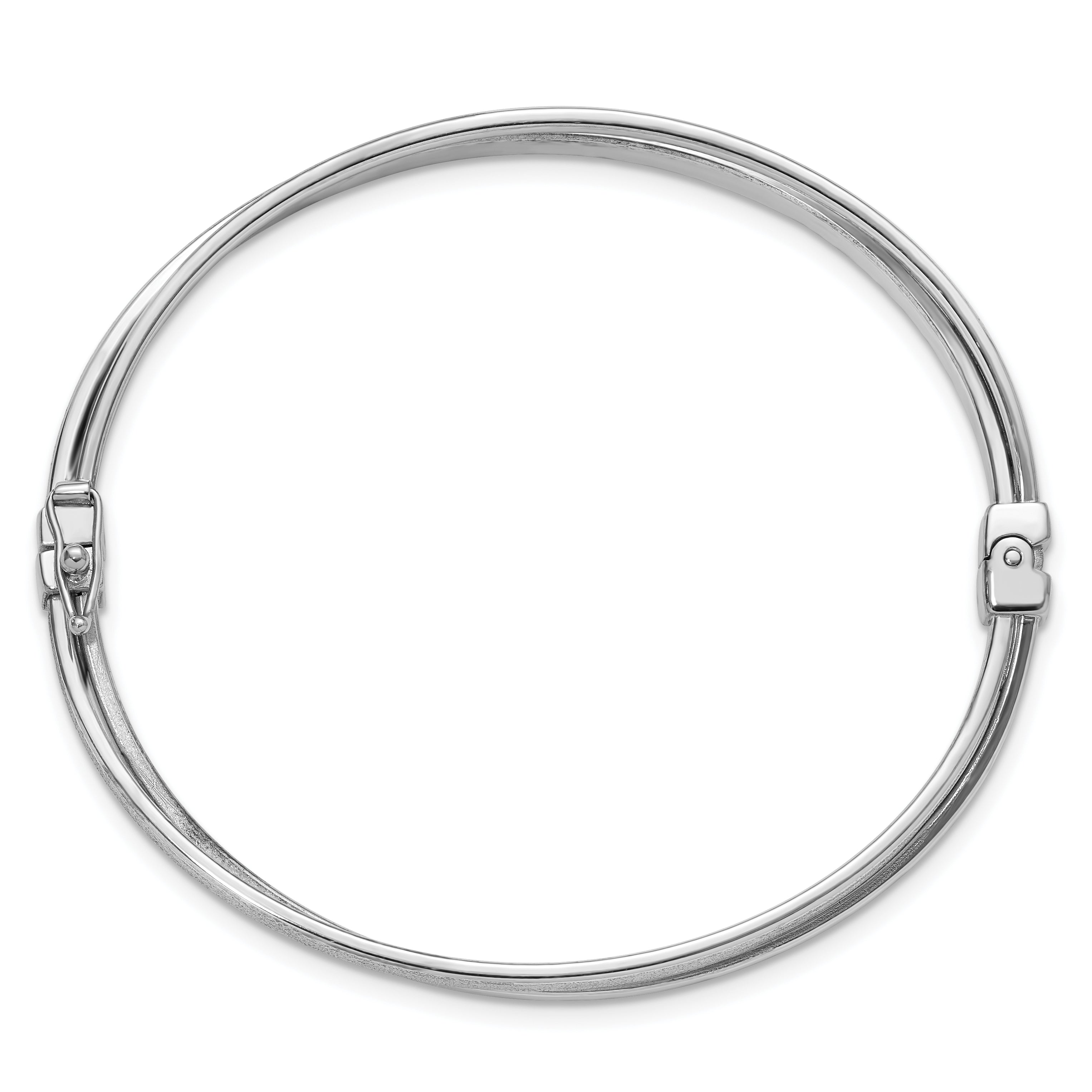Sterling Silver RH-plated Polished Twist Hinged Bangle Secondary image