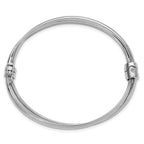 Sterling Silver RH-plated Polished/Brushed Twist Hinged Bangle