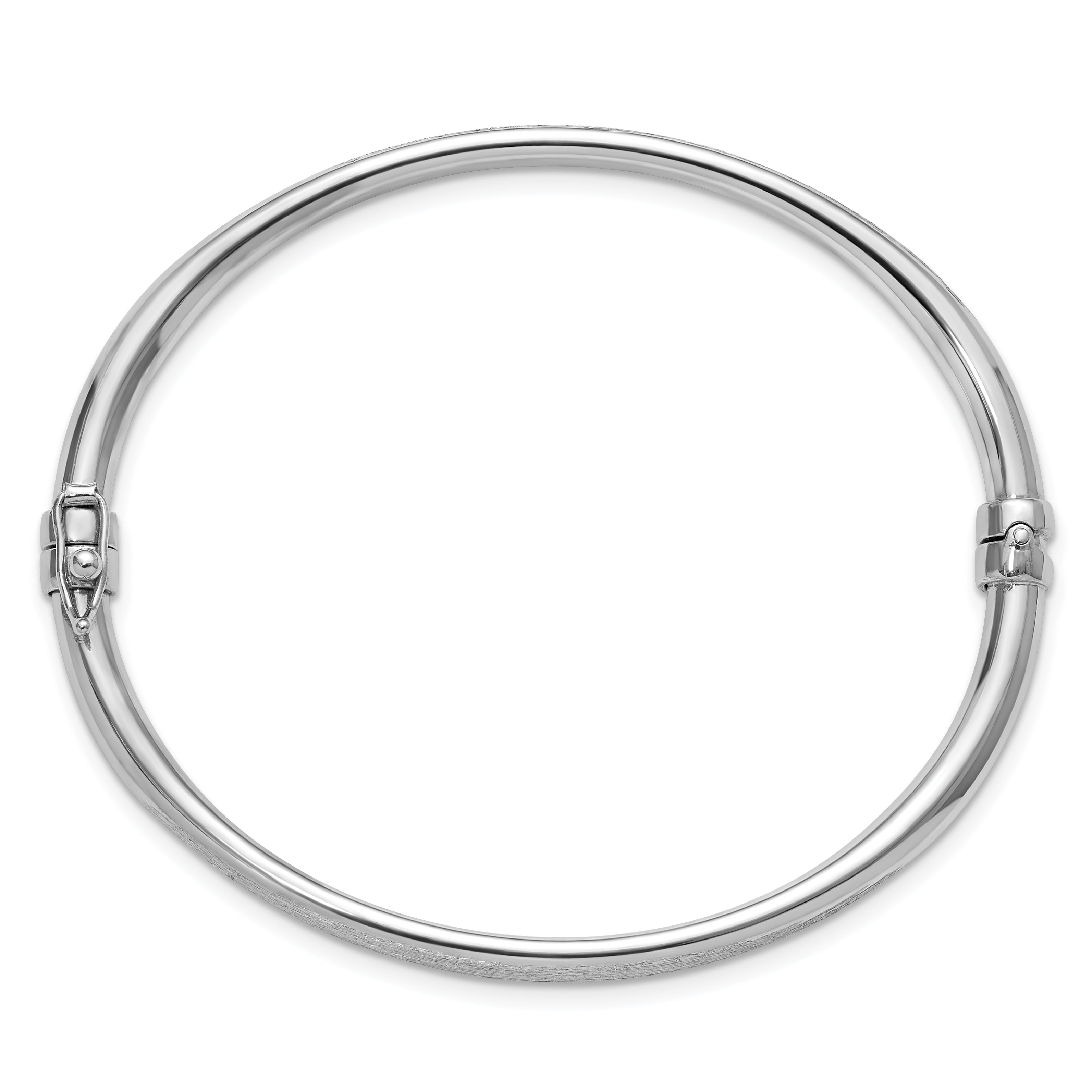 Sterling Silver RH-plated Brushed and Polished Hinged Bangle Secondary image