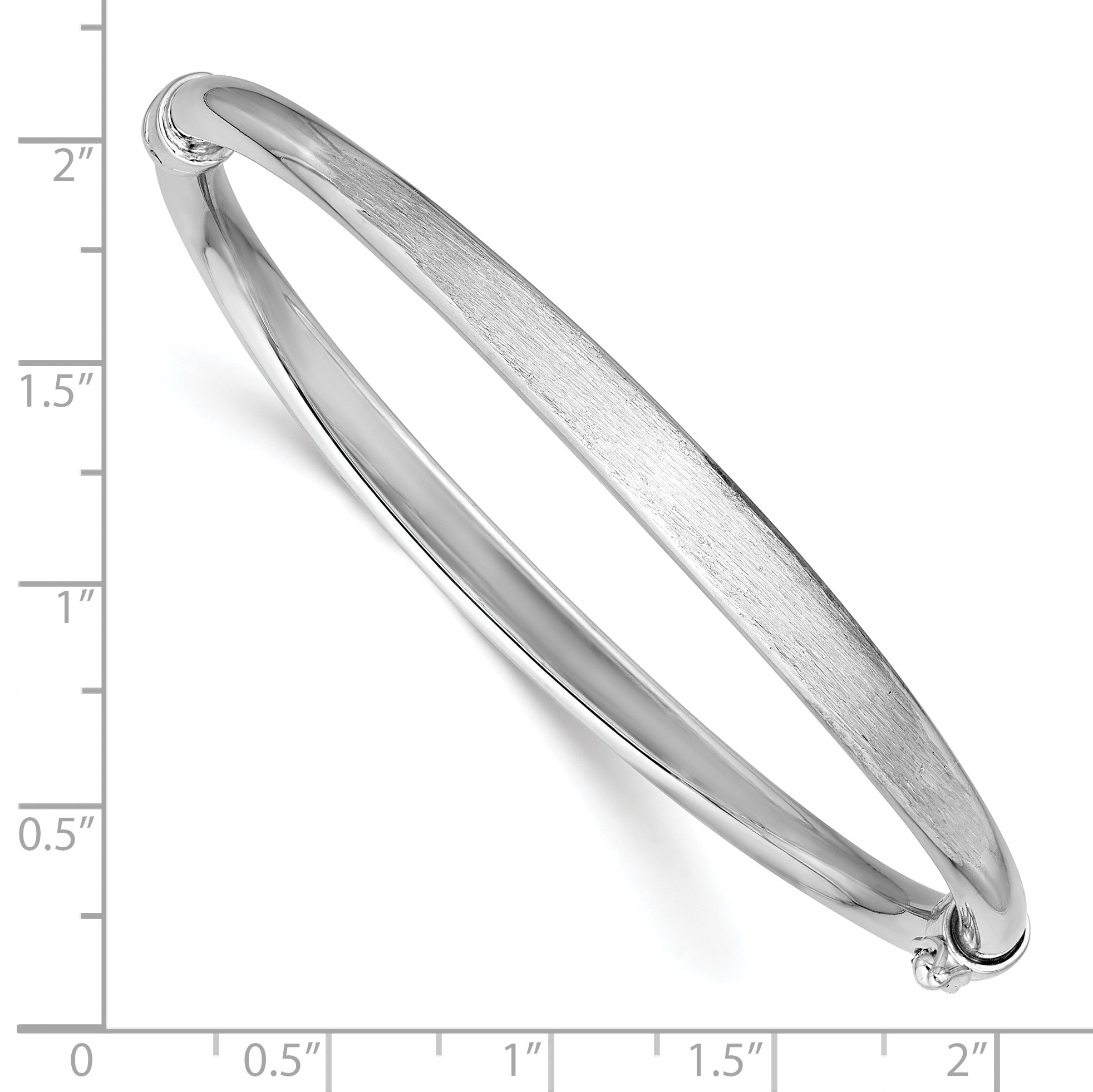 Sterling Silver RH-plated Brushed and Polished Hinged Bangle